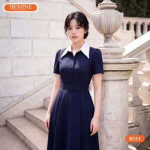 Cận cảnh đường may sắc sảo trên mẫu đầm thiết kế BEMINE B531.