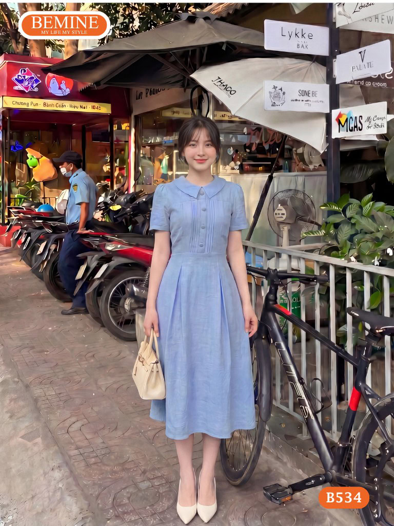 Cận cảnh chất liệu vải cao cấp và đường may của mẫu B534.