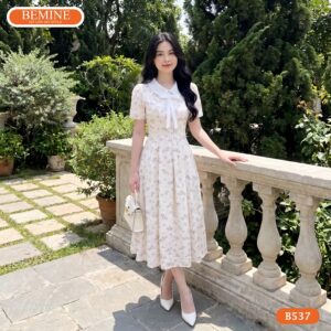 Đầm thiết kế BEMINE B537 che khuyết điểm chân hiệu quả.