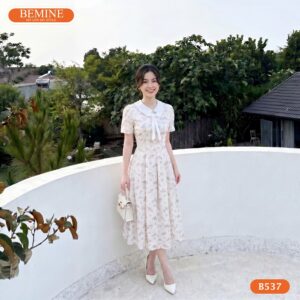 Hình ảnh thực tế đầm dáng dài BEMINE B537 chuẩn phom.