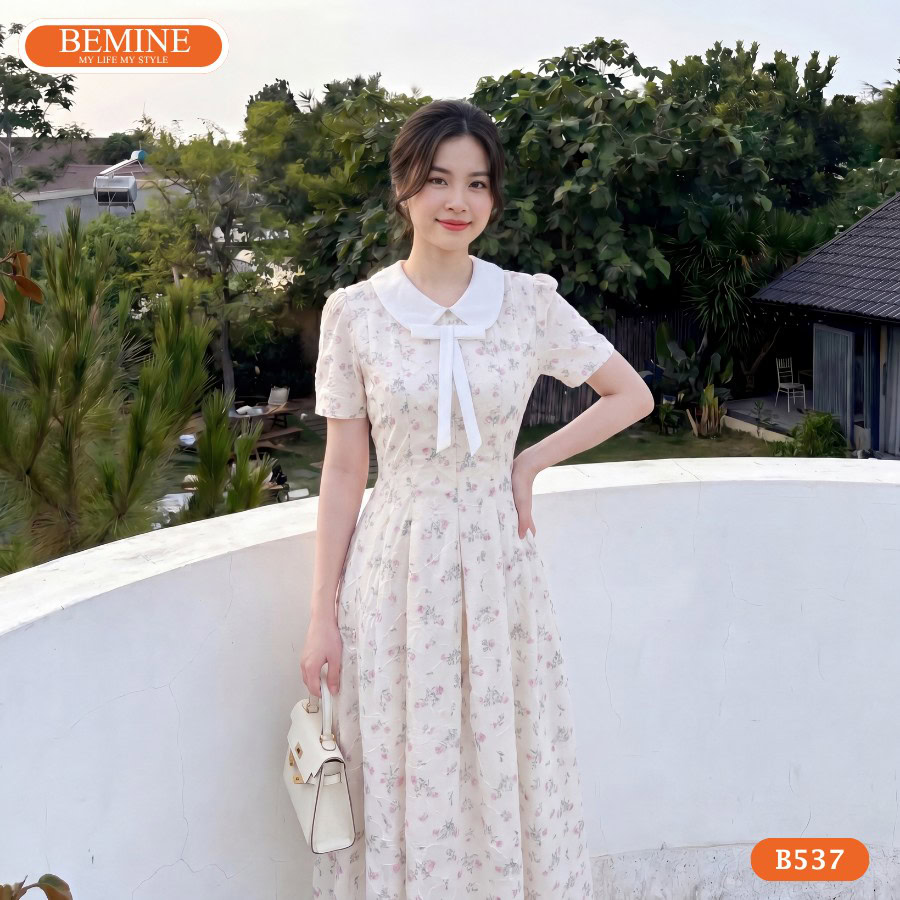 Mẫu đầm dáng dài BEMINE B537 giúp tôn dáng quý phái.
