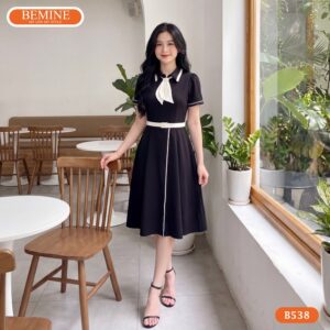 Đầm Thiết Kế BEMINE Cổ Đức Phối Nơ Dáng Chữ A B538