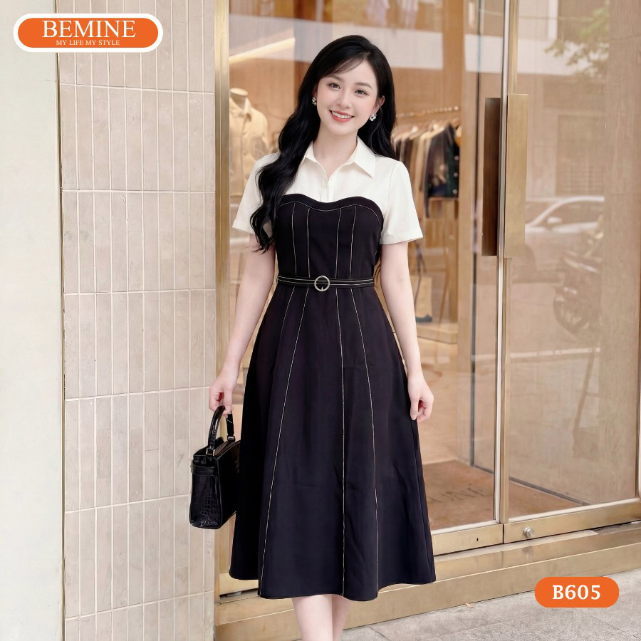 Đầm thiết kế BEMINE B605 dáng chữ a giúp tôn dáng hiệu quả.