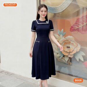 Cận cảnh chất liệu vải cao cấp của mẫu đầm thiết kế B606.