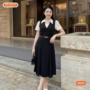 Cận cảnh chất liệu vải cao cấp của mẫu đầm thiết kế B608.