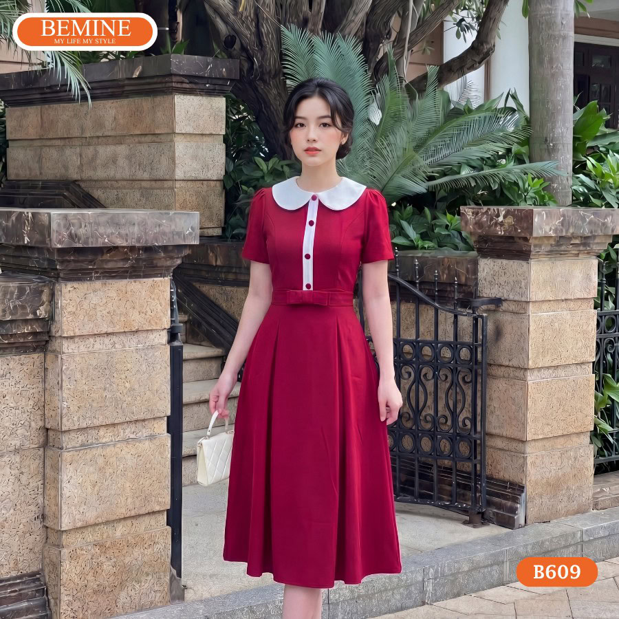 Đầm Suông Đỏ Cách Điệu Thoáng Mát Không Lộ Vòng Eo