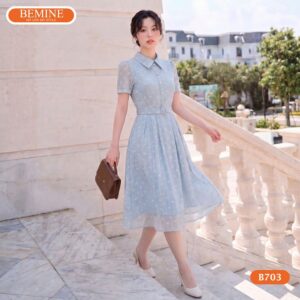 Hình ảnh thực tế đầm công sở BEMINE B703 phom chuẩn đẹp.