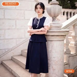 Phong cách thời trang quý phái cùng đầm peplum BEMINE mã B706.
