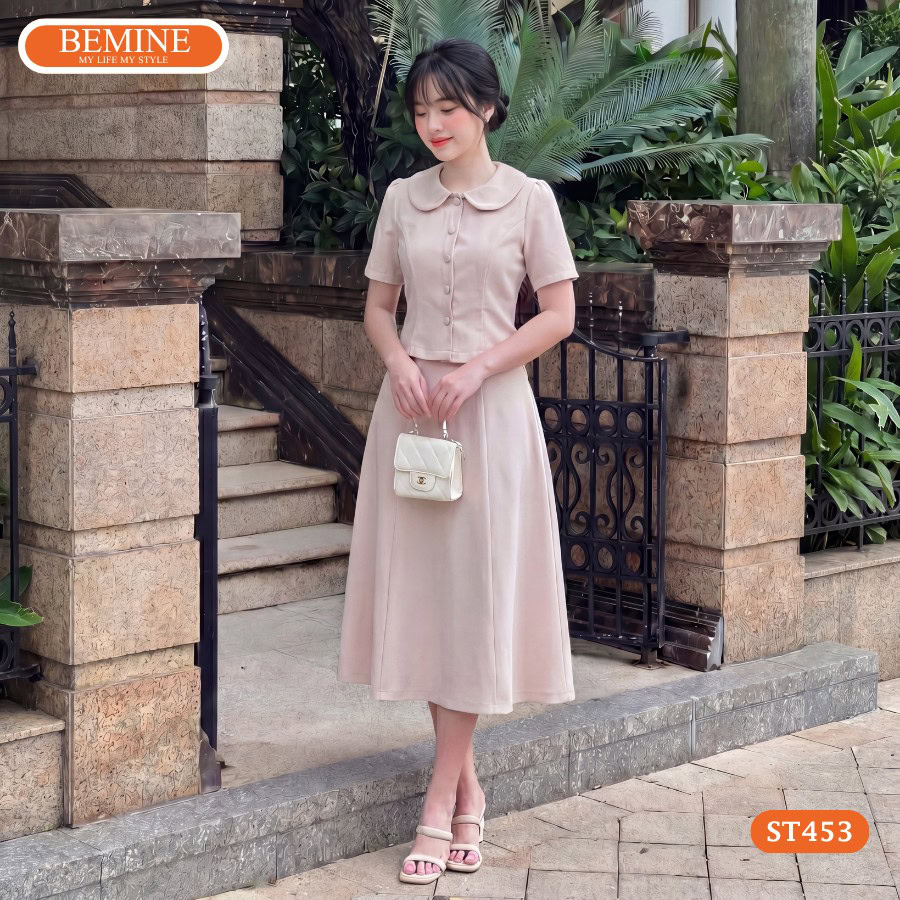 Cận cảnh đường may sắc sảo của set thiết kế BEMINE ST453.