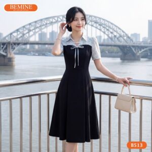 Hình ảnh thực tế đầm công sở BEMINE B513 phom dáng chuẩn.