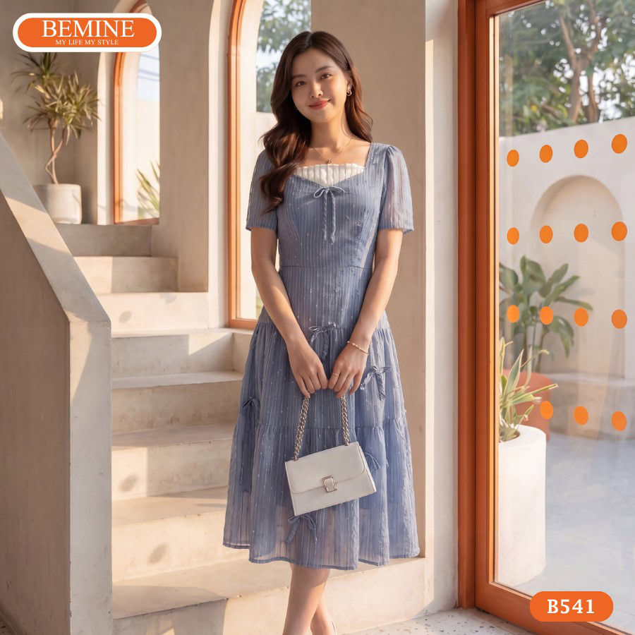đầm chữ a big size - 1 Cấu trúc xòe chữ A cân bằng tỷ lệ 3 vòng cơ thể