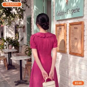 Cận cảnh đường may sắc sảo của mẫu đầm thiết kế BEMINE B548.