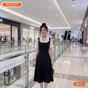 Cận cảnh đường may sắc sảo của đầm thiết kế BEMINE B551.