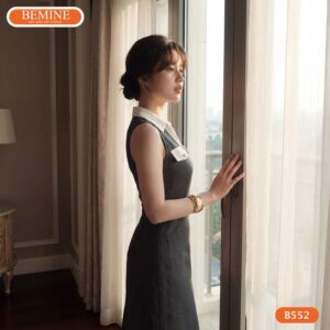 Hình ảnh thực tế đầm công sở BEMINE B552 phom dáng chuẩn.