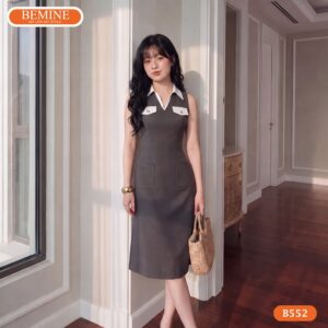 Cận cảnh đường may sắc sảo của mẫu đầm thiết kế BEMINE B552.
