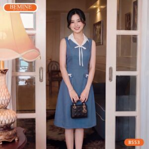 Hình ảnh thực tế đầm công sở BEMINE B553 phom chuẩn đẹp.