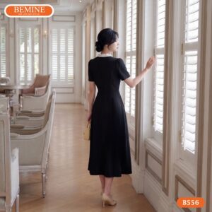 Cận cảnh đường may sắc sảo của mẫu đầm thiết kế BEMINE B556.