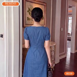 Cận cảnh đường may sắc sảo của mẫu đầm thiết kế BEMINE B559.