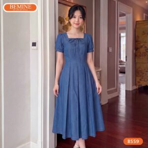 Hình ảnh thực tế đầm công sở BEMINE B559 phom dáng chuẩn.