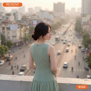 Hình ảnh thực tế đầm công sở BEMINE B566 phom dáng chuẩn.