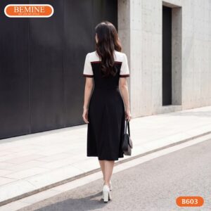Cận cảnh đường may sắc sảo của đầm BEMINE mã sản phẩm B603.