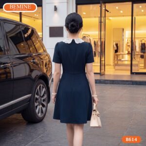 Cận cảnh đường may sắc sảo của mẫu đầm đính cườm BEMINE B614.
