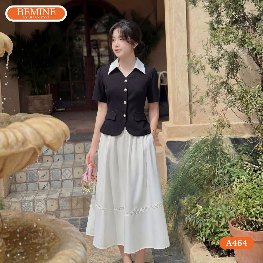 Mặc gì đi phỏng vấn - Áo sơ mi kiểu phối quần tây lưng cao BEMINE A464