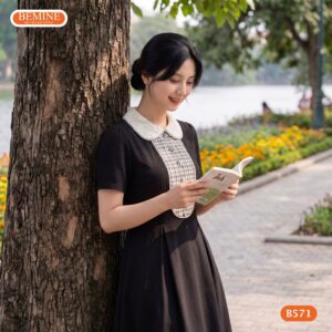 Hình ảnh thực tế đầm công sở BEMINE B571 phom dáng chuẩn.