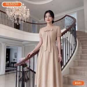 Mẫu đầm dáng dài BEMINE B581 giúp tôn dáng và che bụng hiệu quả.