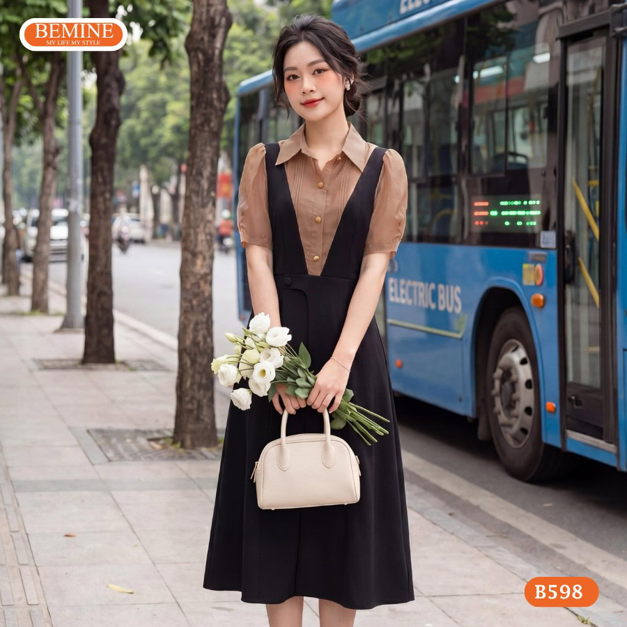 Đầm dáng suông rủ có thắt đai mềm mại tôn nét đĩnh đạc