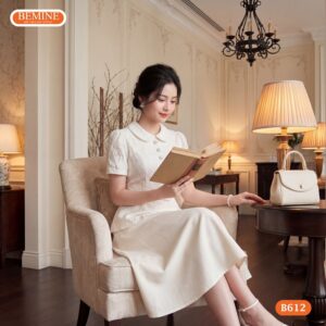 Hình ảnh thực tế đầm tiệc BEMINE B612 phom dáng chuẩn.