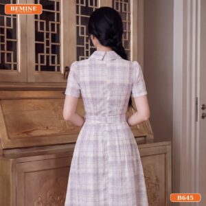 Đầm thiết kế BEMINE cổ sơ mi đai eo dáng chữ A B645 - đầm đuôi cá
