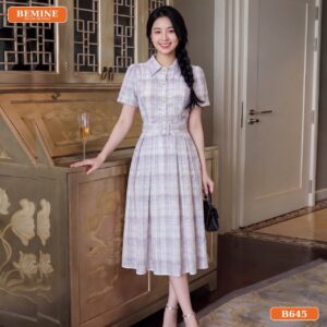 Đầm thiết kế BEMINE cổ sơ mi đai eo dáng chữ A B645 - những mẫu đầm đẹp nhất hiện nay