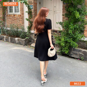 Đầm thiết kế BEMINE cổ sen phối viền dáng chữ A B622