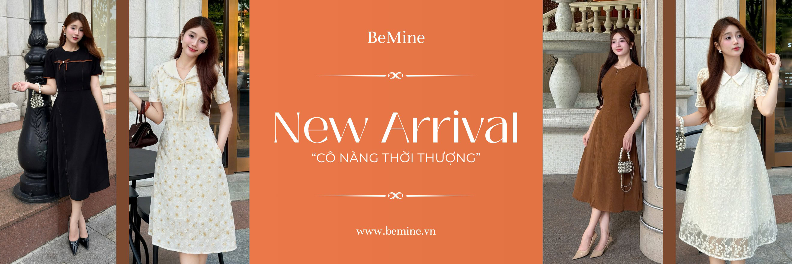 Váy Hoa Nhí Cổ Sen - Đầm Liền Công Sở Che Khuyết Điểm