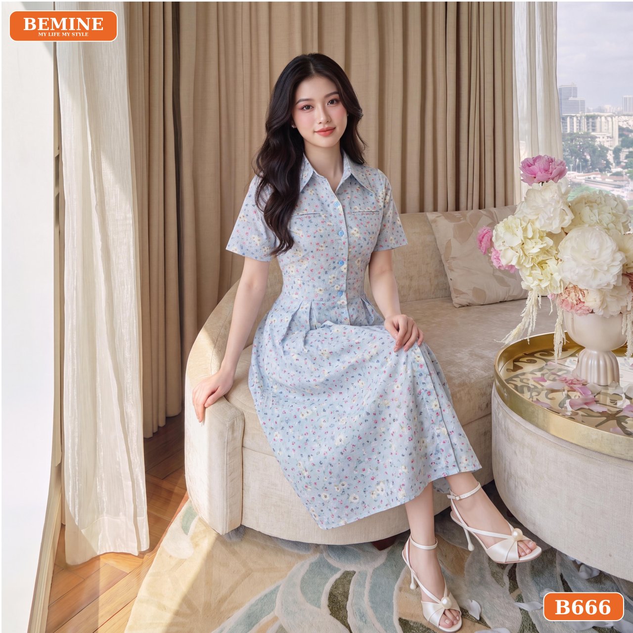 Đầm sơ mi BEMINE B666 phù hợp đi chơi