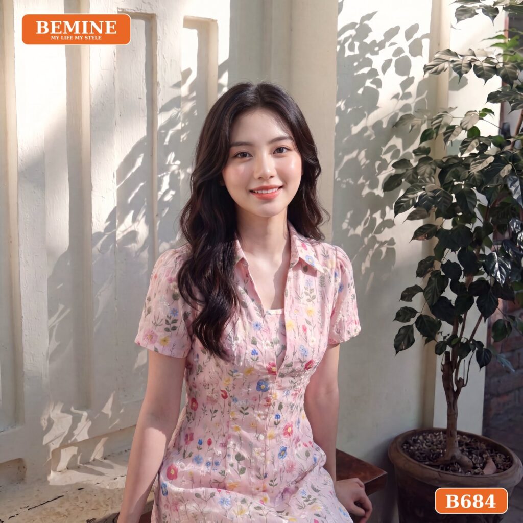 Đầm hoa nhí B684 phù hợp nhiều dáng người
