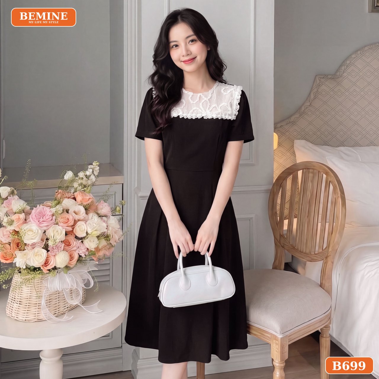 Phối đồ với đầm công sở BEMINE B699 cùng phụ kiện tinh tế
