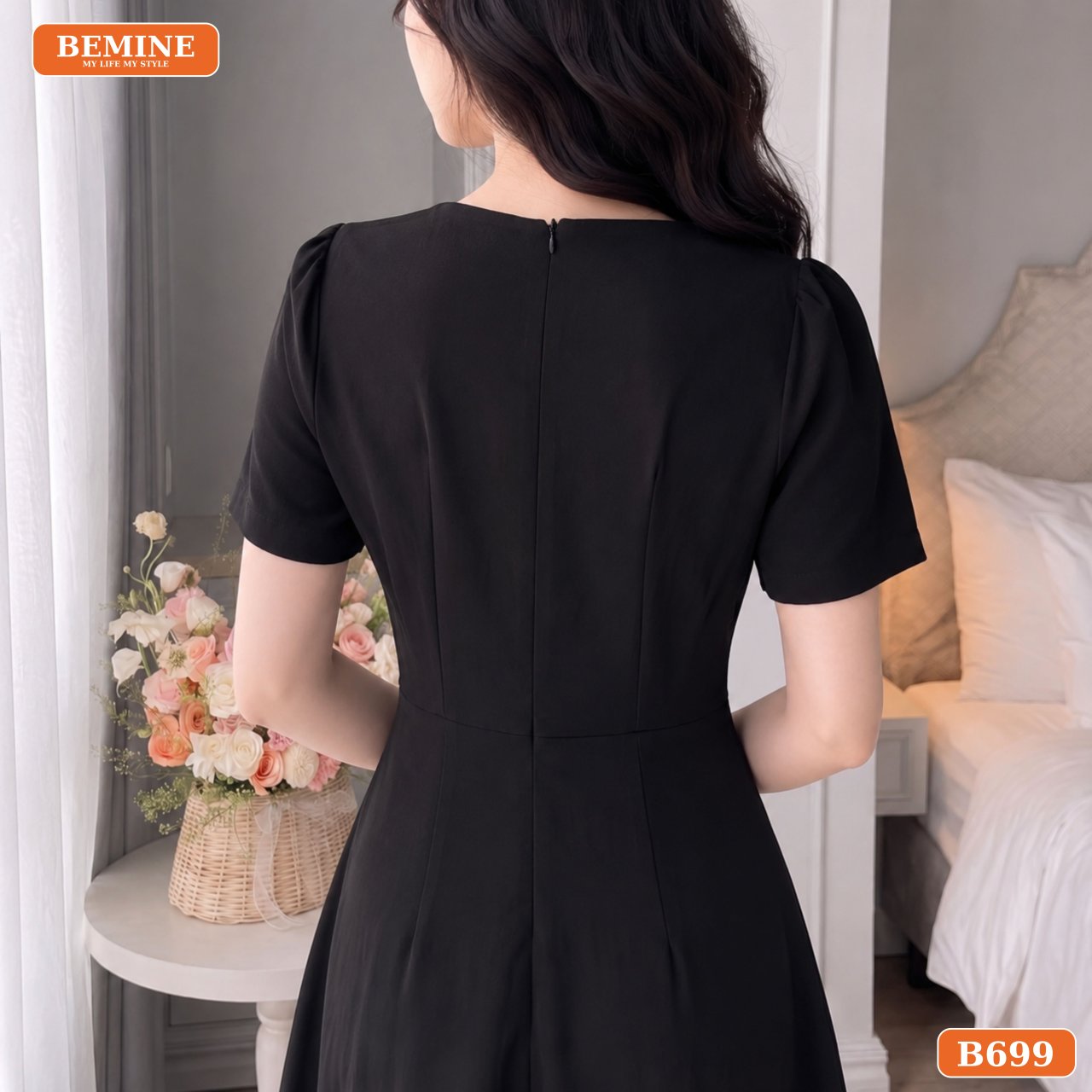 Đầm công sở BEMINE B699 từ chất liệu Cotton Thái cao cấp