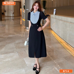 Gợi ý phối đồ chuyên nghiệp với đầm sơ mi chữ A BEMINE B714