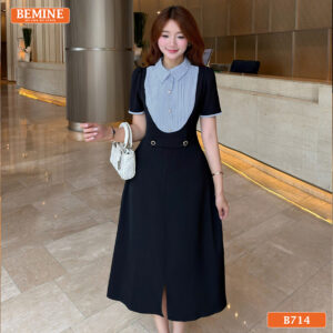 Đầm thiết kế BEMINE đàm thiết kế cổ sơ mi phối dáng chữ A B714 - váy chữ a