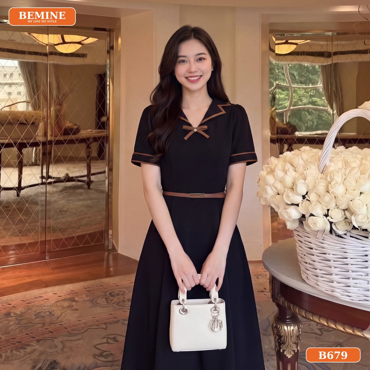 Đầm BEMINE B679 kết hợp phụ kiện sang trọng