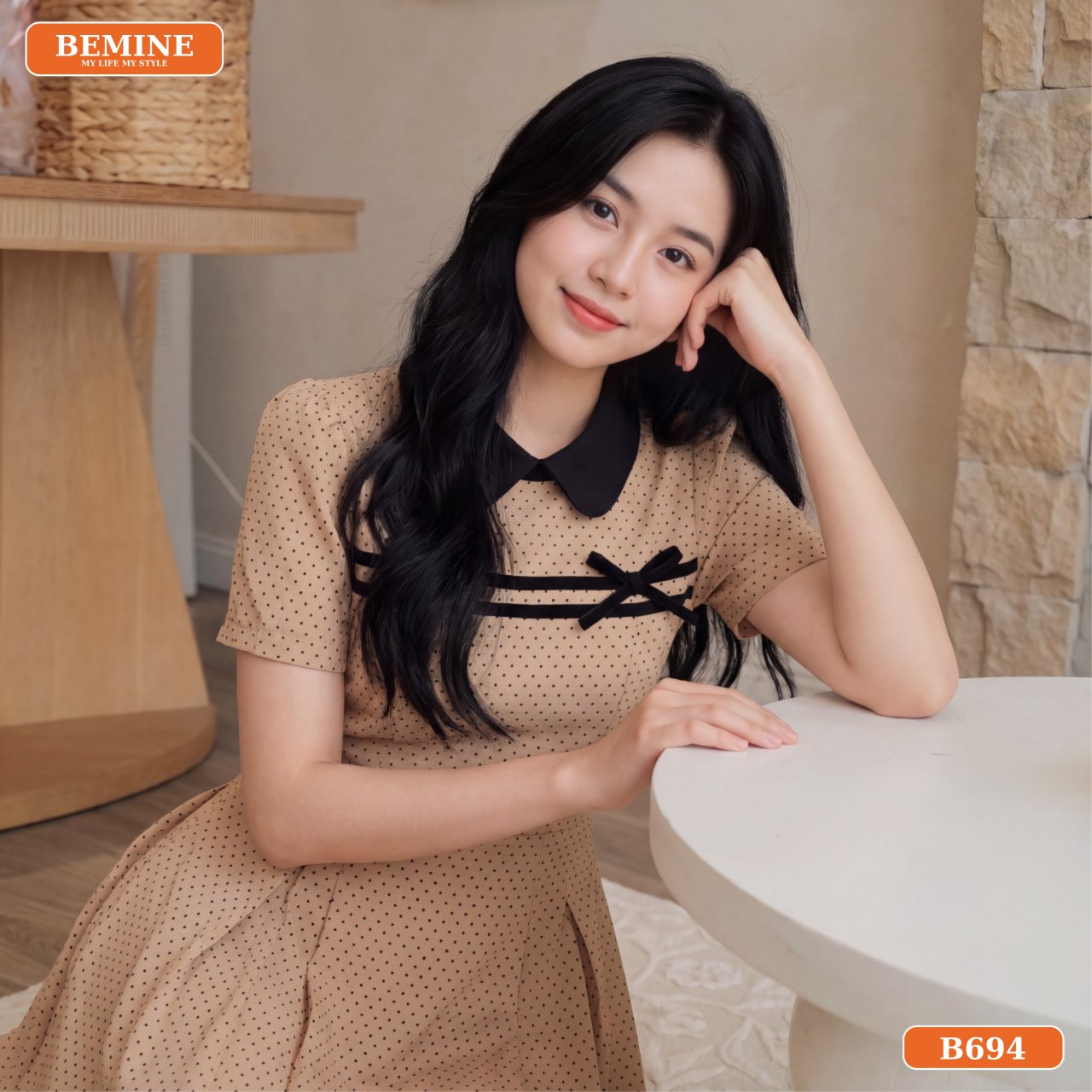 Đầm B694 BEMINE giấu bụng tôn dáng