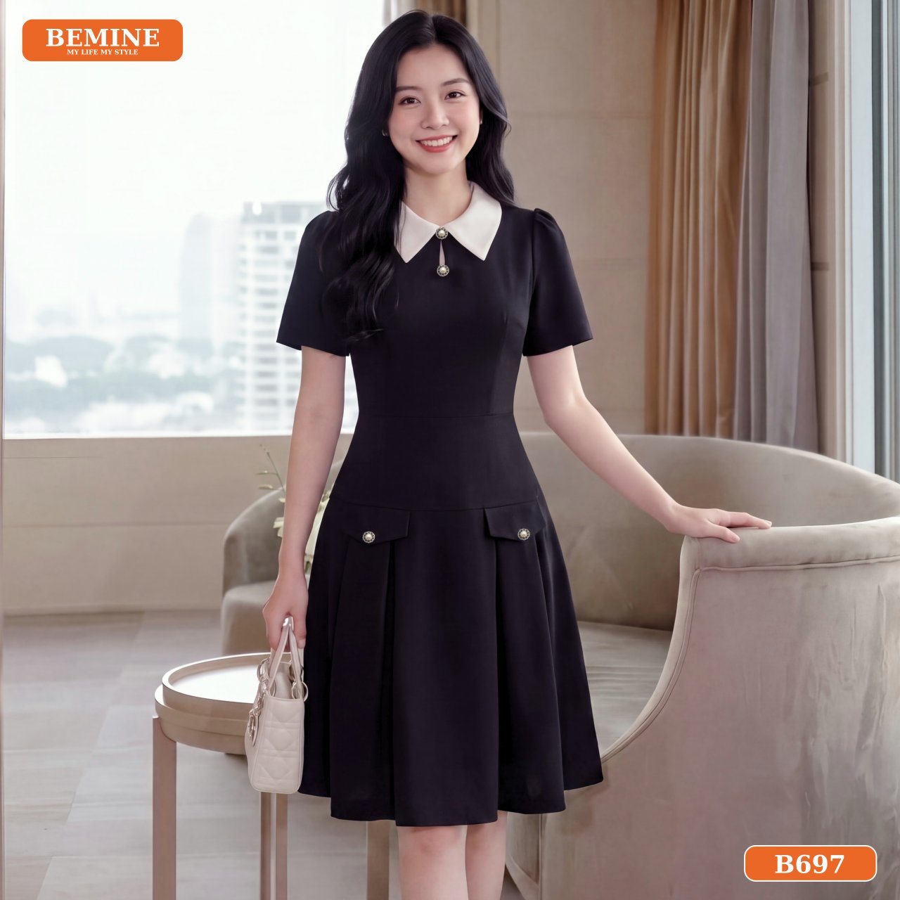Gợi ý phối đồ thanh lịch cùng đầm thiết kế BEMINE B697