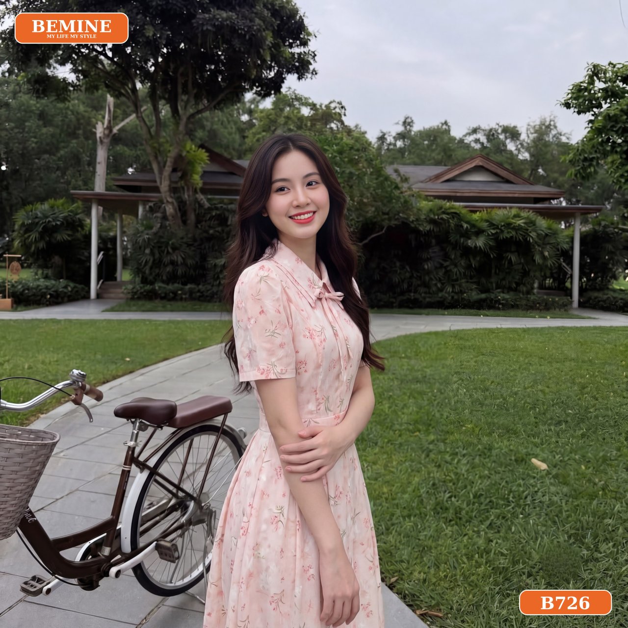 Đầm công sở BEMINE B726 phối cùng phụ kiện tinh tế