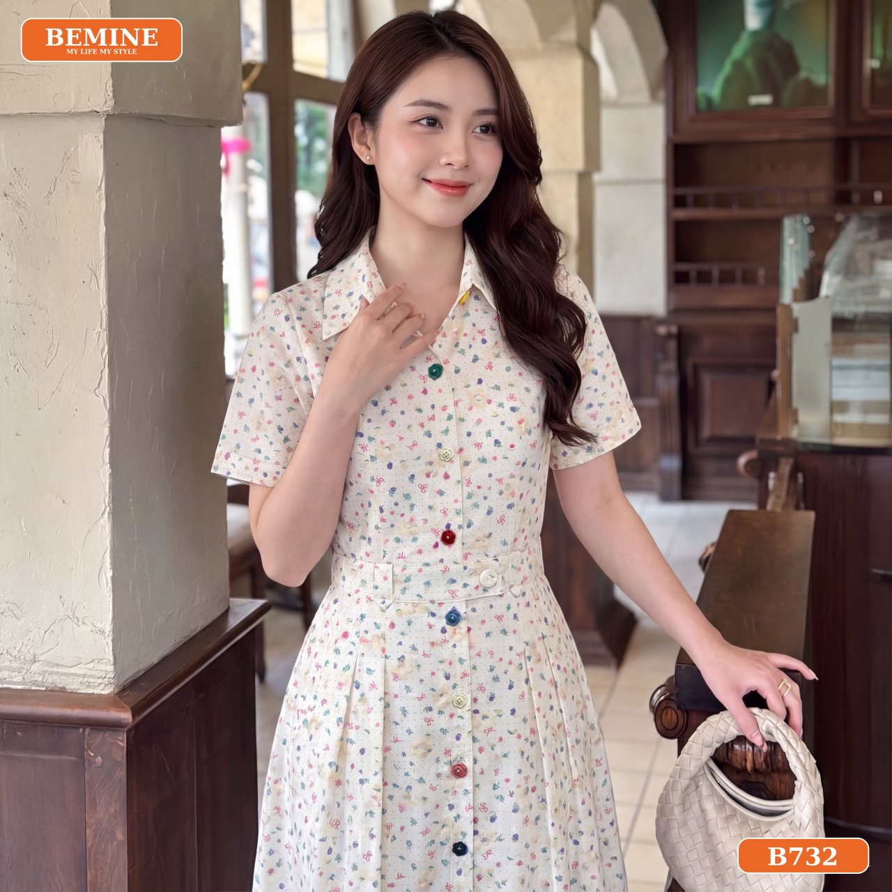 Chất liệu xô thêu hoa cao cấp của đầm BEMINE