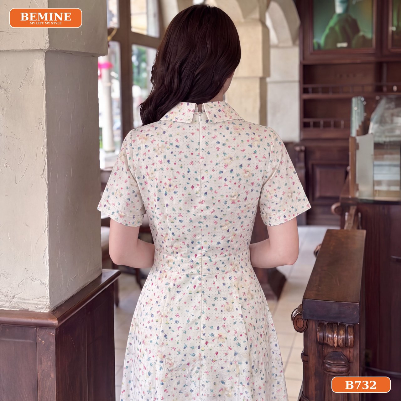 Đầm BEMINE B732 với thiết kế 2 lớp giữ form dáng