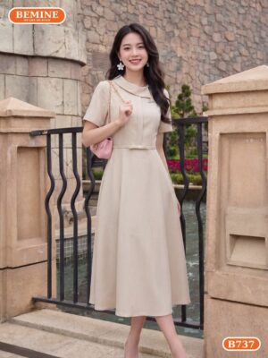 Đầm thiết kế BEMINE cổ lệch dáng dài B737 hình ảnh