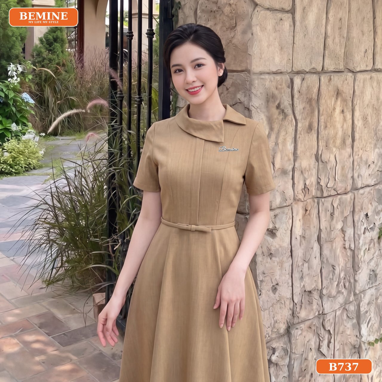 Đầm cổ lệch dáng dài B737 cao cấp BEMINE