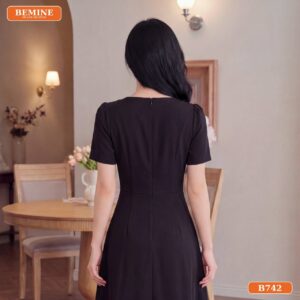 Đầm thiết kế BEMINE cổ vuông phối nơ dáng dài phù hợp đi chơi-B742 - đầm suông